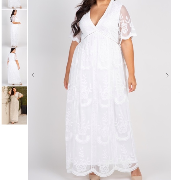 Pinkblush Dresses & Skirts - Pink Blush White Lace Mesh Overlay Plus Maxi Dress